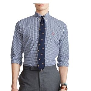 Polo Ralph Lauren Custom Fit Navy & White Gingham / Checkered Button Down - S